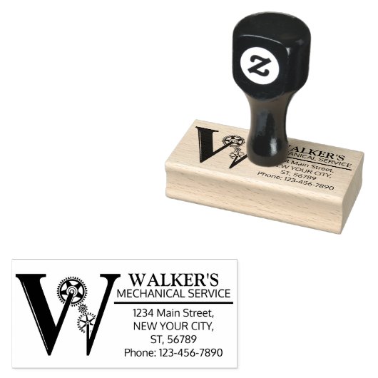 mechanisch monogram. INITIAAL W Rubberstempel (Gestempeld)