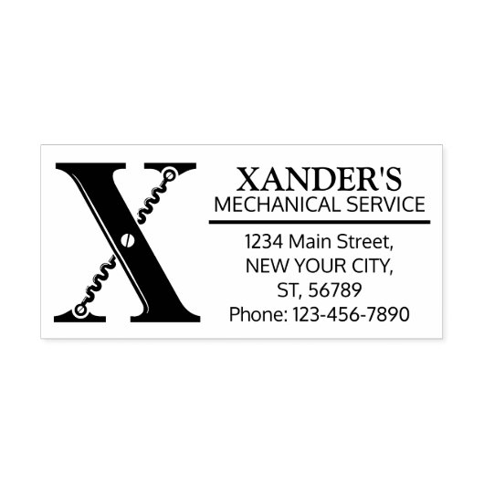  mechanisch monogram. Initiaal "X" Rubberstempel (Afrduk)