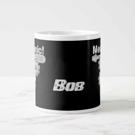 Mechanisch naamaanwerk en gereedschap grote koffiekop (Voorkant)