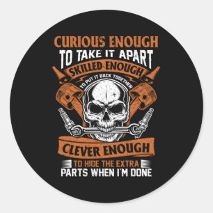 Mechanisch Nieuwsgierig zaad en slimme auto bevest Ronde Sticker