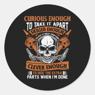 Mechanisch Nieuwsgierig zaad en slimme auto bevest Ronde Sticker