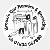 Mechanisch onderhoud en reparatie van auto's ronde sticker (Voorkant)