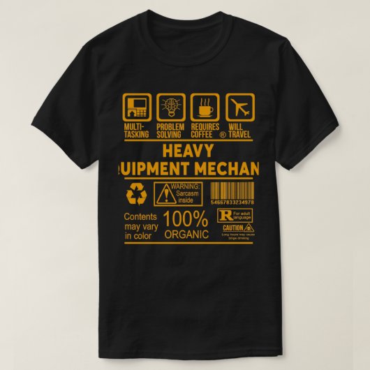 MECHANISCH ONTWERP VOOR ZWARE APPARATUUR 2017 T-SHIRT (Design voorkant)