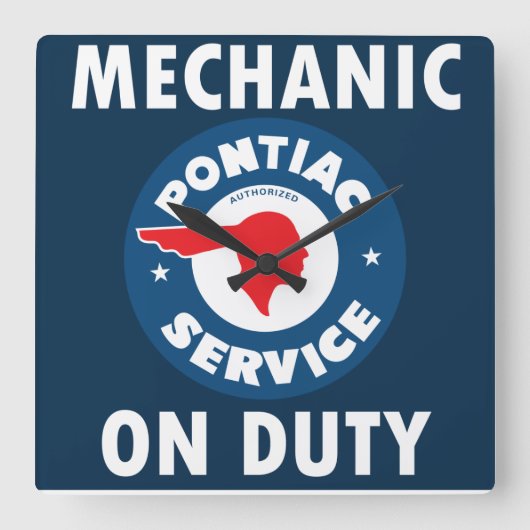 Mechanisch op dienstbord. Pontiac Service-versie Vierkante Klok (Voorkant)