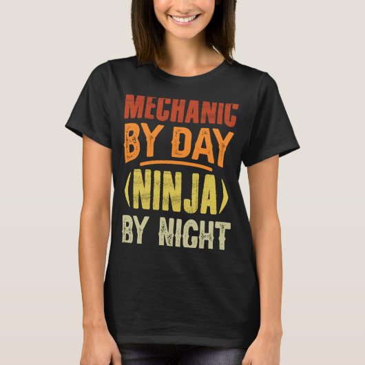Mechanisch tegen dag Ninja door nachtmechanische k T-shirt (Voorkant)