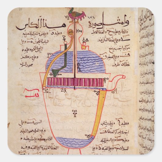 Mechanisch toestel voor het gieten van water vierkante sticker (Voorkant)