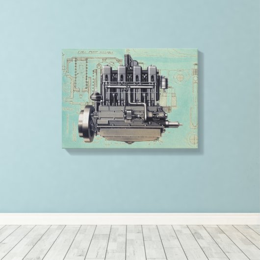 Mechanisch trekwerk van de vroege-machinemotor canvas afdruk (Insitu (Houten vloer))