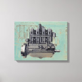 Mechanisch trekwerk van de vroege-machinemotor canvas afdruk (Voorkant)