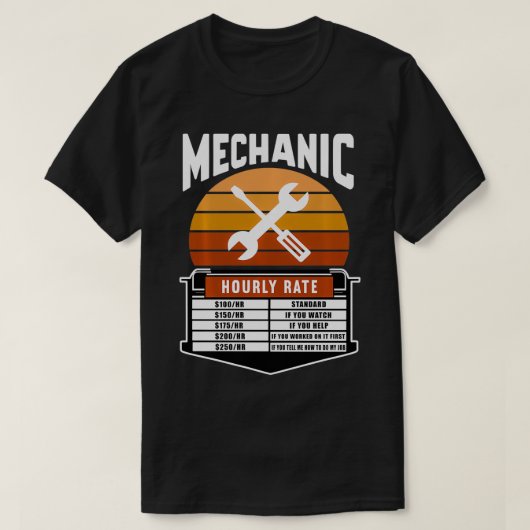 Mechanisch uurtarief Arbeidstarief T-shirt (Design voorkant)