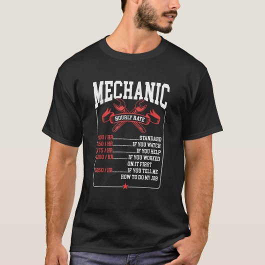 Mechanisch uurtarief Arbeidstarieven Grappige Mech T-shirt (Voorkant)