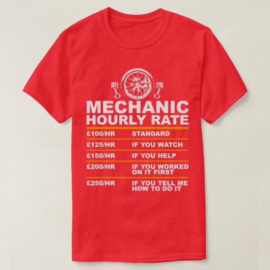 Mechanisch uurtarief bp t-shirt (Design voorkant)