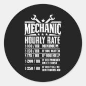Mechanisch uurtarief terug ronde sticker (Voorkant)