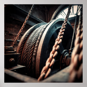 Mechanisch vermogen: wikkel trommel en aandrijf ka poster