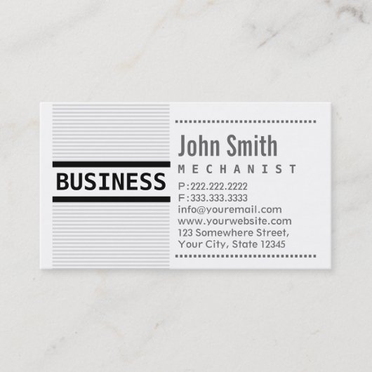 Mechanisch Visitekaartje met moderne grijze strepe (Voorkant)
