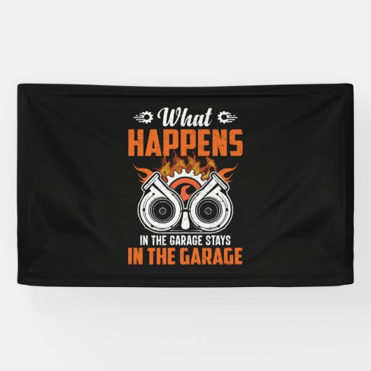 Mechanisch wat er in de garage gebeurt spandoek (Horizontaal)