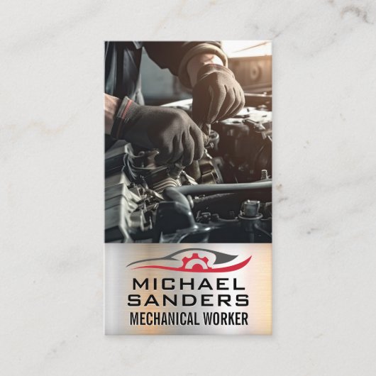 Mechanisch werken aan de motor visitekaartje (Voorkant)