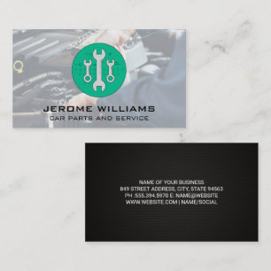 Mechanisch werken met motor met sleutel visitekaartje