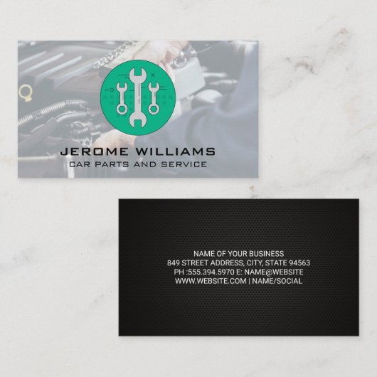 Mechanisch werken met motor met sleutel visitekaartje (Voorkant / Achterkant)