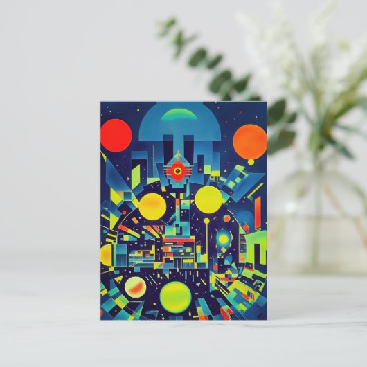 Mechanische abstractie die u in de gaten houdt briefkaart (Staand voorkant)