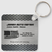 Mechanische Amerikaanse vlag Auto Reparatie Busine Sleutelhanger (Achterkant)