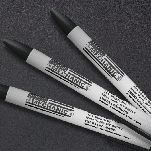 Mechanische Amerikaanse vlag Auto Reparatie Busine Zwarte Inkt Pen