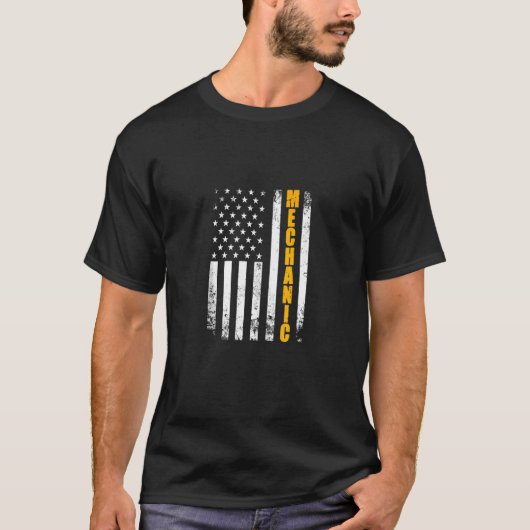 Mechanische Amerikaanse vlag  Funny Proud Mec T-shirt (Voorkant)