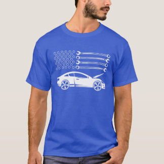 Mechanische Amerikaanse vlag Patriottische auto Re T-shirt
