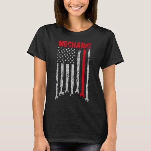 Mechanische Amerikaanse vlag Shirt (Voorkant)