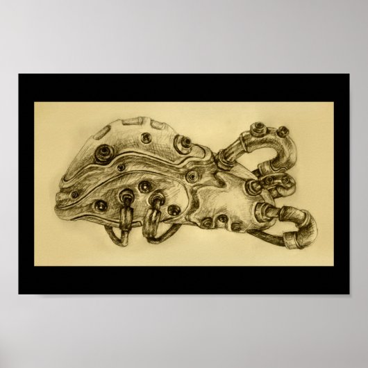 Mechanische anatomie van de lever Steampunk Afdruk Poster (Voorkant)