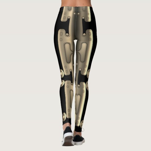 Mechanische Android Metallic Gouden Robot Leggings (Achterkant)