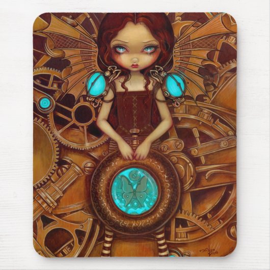 Mechanische Angel I steampunk fairy Mousepad Muismat (Voorkant)