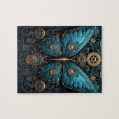 Mechanische Blauwe Monarch Vlinder Puzzel (Horizontaal)