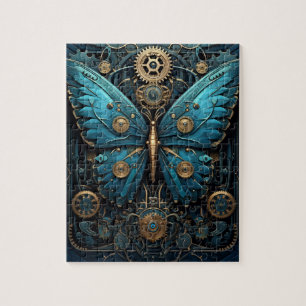 Mechanische Blauwe Monarch Vlinder Puzzel