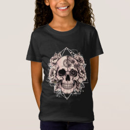 "Mechanische Bloei" – Gotische Schedel met Bloemig T-shirt