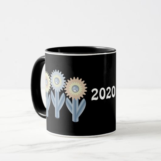 Mechanische bloemen mok (Voorkant links)
