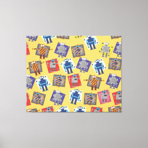 Mechanische Cartoon van robot Canvas Afdruk