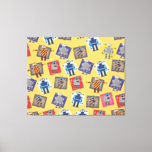 Mechanische Cartoon van robot Canvas Afdruk (Voorkant)
