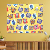 Mechanische Cartoon van robot Canvas Afdruk (Insitu (Woonkamer))