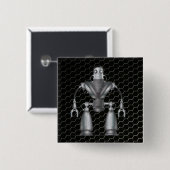 Mechanische Cartoon van robot Vierkante Button 5,1 Cm (Voorkant /achterkant)