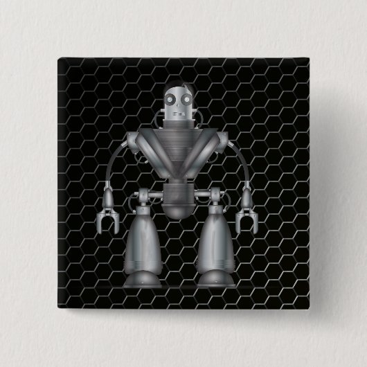 Mechanische Cartoon van robot Vierkante Button 5,1 Cm (Voorkant)