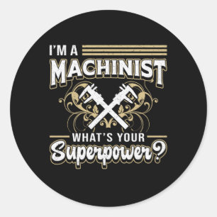 Mechanische CNC Machinist Machine Superpower Gift Ronde Sticker