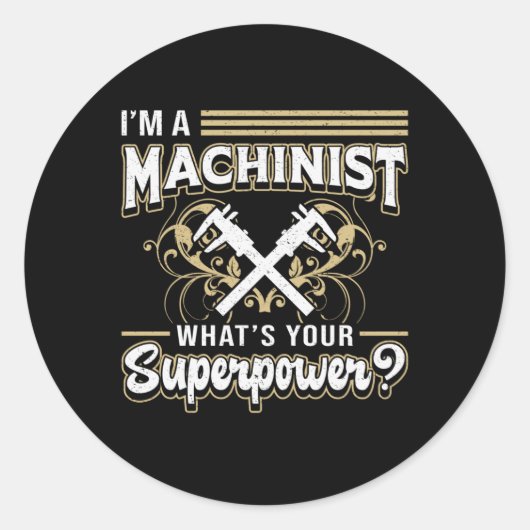 Mechanische CNC Machinist Machine Superpower Gift Ronde Sticker (Voorkant)