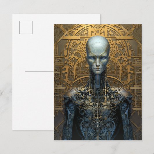 Mechanische cyborg Robot Science Fiction Briefkaart (Voorkant / Achterkant)
