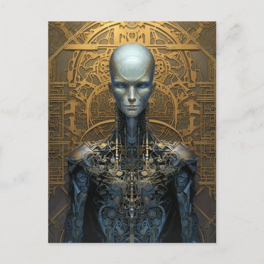 Mechanische cyborg Robot Science Fiction Briefkaart (Voorkant)
