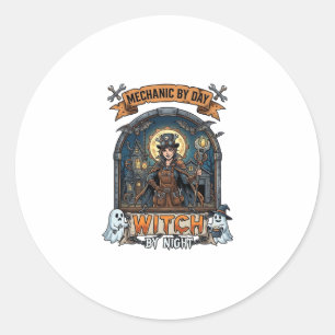 Mechanische Dag Heksen Nacht Halloween Steampunk V Ronde Sticker