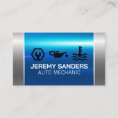 Mechanische diensten | Blauw grijs metaal Visitekaartje (Voorkant)