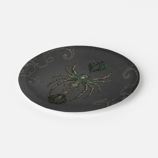 Mechanische elegantie, de spin in het donker. papieren bordje (Gekanteld)