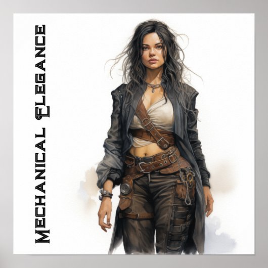 Mechanische Elegantie Steampunk jonge vrouw Poster (Voorkant)
