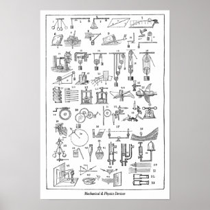 Mechanische en fysische apparaten ~ Cycloaedia ~ Poster