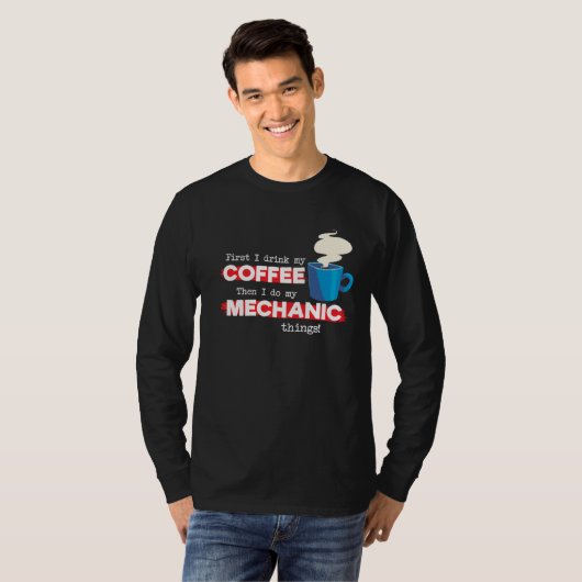 Mechanische en koffie Lover Funny Appreciation Gez T-shirt (Voorkant volledig)